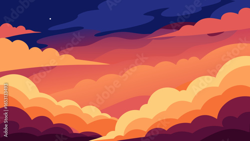 Dramatic Sky Filled with Stylized Colorful Suns Celestial Fantasy Illustration