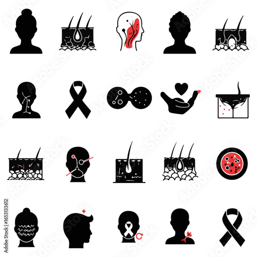 Melanoma Silhouette Icon Set – Medical Skin Cancer Awareness Vector Icons (SVG, PNG)