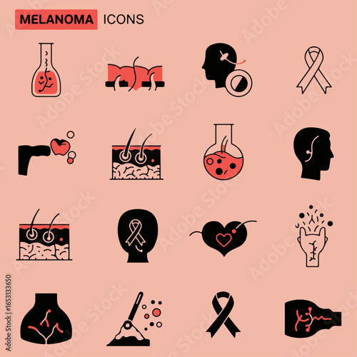 Melanoma Silhouette Icon Set – Medical Skin Cancer Awareness Vector Icons (SVG, PNG)