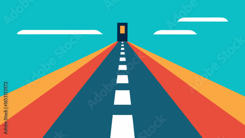 Flat Design of an Airport Runway Stretching into the Sky Aviation Travel