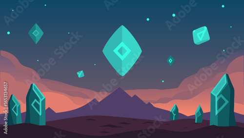 Mysterious Landscape Dotted with Giant Floating Orbs