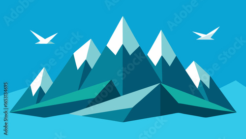 Conceptual Landscape Entirely Made of Folded Paper Origami