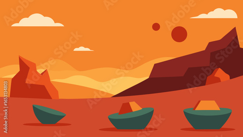Conceptual Landscape of Giant Ancient Pottery Shards
