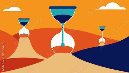 Conceptual Landscape of Towering Interconnected Hourglasses