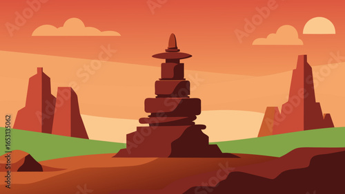 Majestic Landscape of Towering Perfectly Balanced Rock Columns