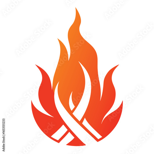 A fiery vector icon set shows a collection of hot orange flames and burning symbols