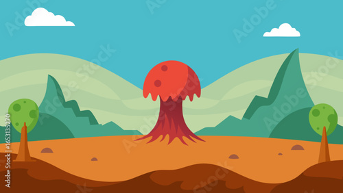 Surreal Landscape with Ground as Giant Living Organism Breathing
