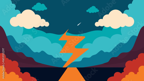 Mystical Landscape with Giant Sentient Clouds Drifting Through