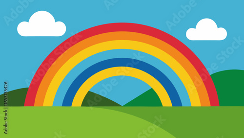 Beautiful Landscape with Double Rainbow After a Stormy Day
