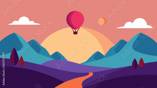 Stunning Hot Air Balloons Floating Over Scenic Landscape View