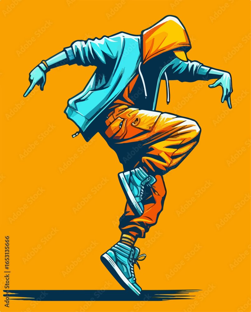 Obraz premium vector illustration of hip hop dancer