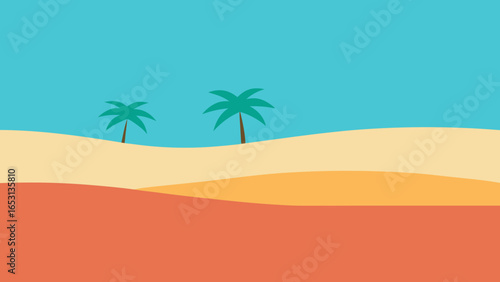 Minimalist Tropical Background with Just Sand Sea and Sky