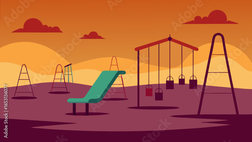 An Abandoned Playground Where the Swings and Slide Are Rusty