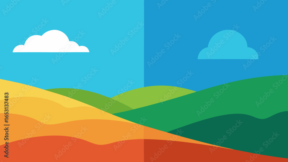 Fototapeta premium Immerse in a Simple Serene Landscape Featuring Just Two Colors