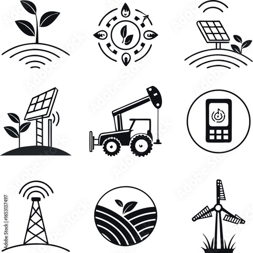oil industry icons set