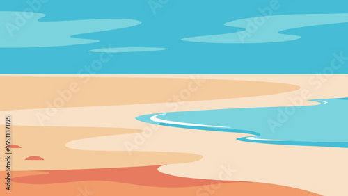 Witness a Tranquil Beach Scene at Low Tide with Wet Reflections