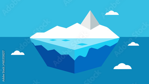 Striking vector illustration of a glacier meeting the beautiful sea