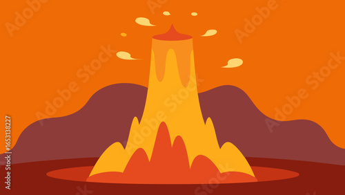 Dynamic vector illustration of a stylized geyser erupting with water