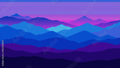 Beautiful layers of blue and purple mountains fading into a soft haze