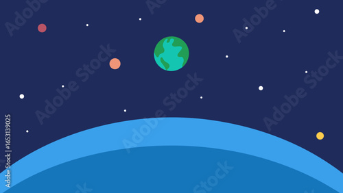 Conceptual illustration of a flat world edge looking into an endless void
