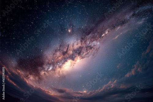 Celestial Symphony: A breathtaking panorama of the night sky, where stars ignite like diamonds scattered across an infinite canvas of cosmic beauty, inspiring awe and wonder.