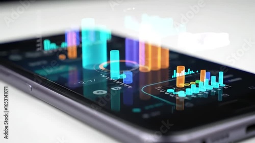 Wallpaper Mural Mobile phone displays data charts Torontodigital.ca