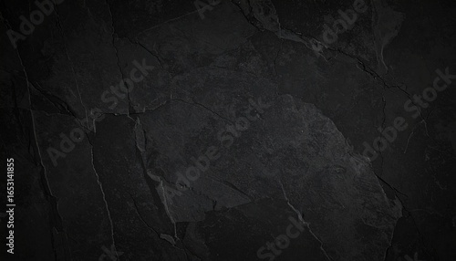 Abstract dark black slate stone texture background with natural cracks and rough surface