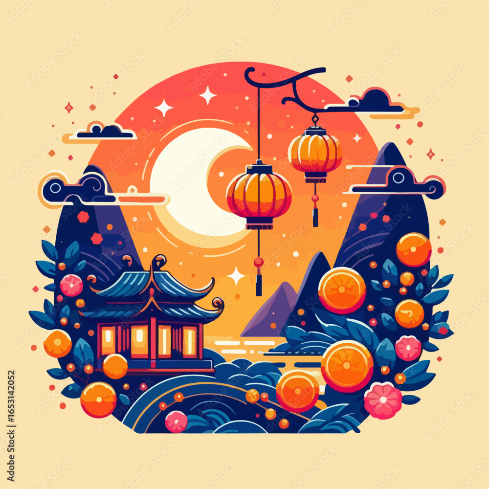 Fototapeta premium mid autumn festival background