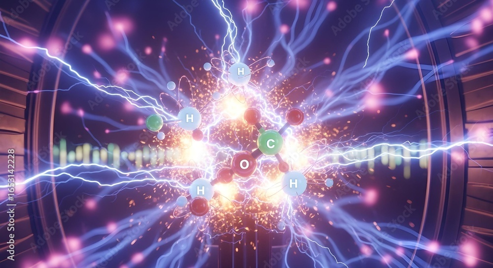 Fototapeta premium CGI of atoms bonding to form chemical compounds