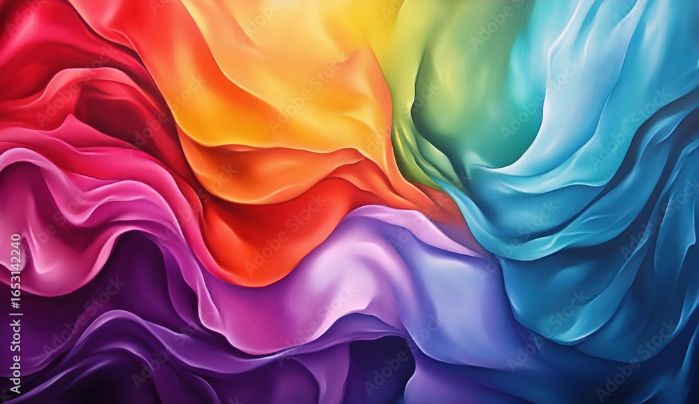 Obraz premium A vibrant rainbow of colors, representing the diversity and beauty in human nature. The fabric is soft with gentle folds that catch the light and create an ethereal effect.