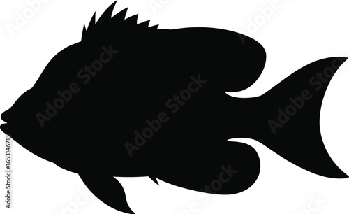 Black silhouette of a fish aquatic marine