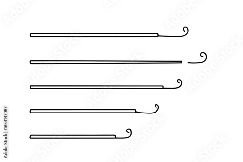 Fishing hooks on fishing lines underwater graphic background. Wallpaper with catching fish. Vector illustration