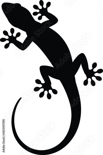 Black gecko silhouette clinging lizard reptile