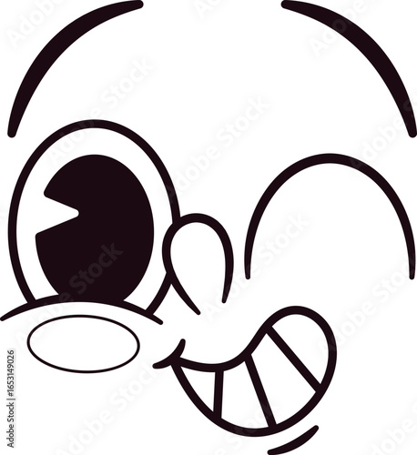 Cute winking caricature facial emotion
