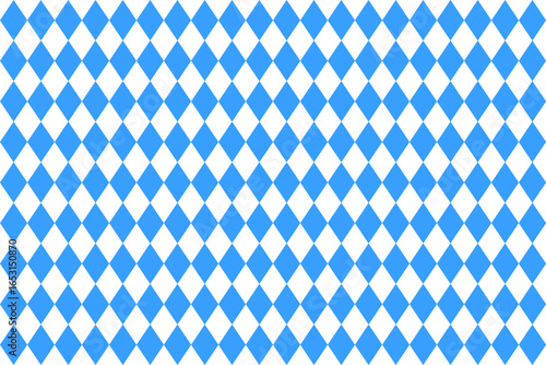 Bavarian Oktoberfest seamless pattern. October munich fest background. Rhomb flag of Bavaria Oktoberfest blue background. Traditional German ornament