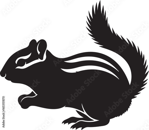 Black silhouette of a chipmunk squirrel rodent
