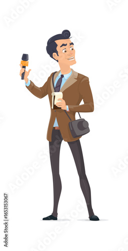 Reporter in suit doing his work, reporting