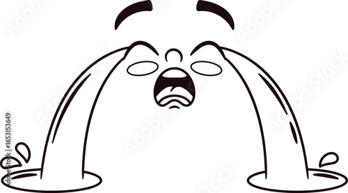 Crying animation doodle face vector illustration