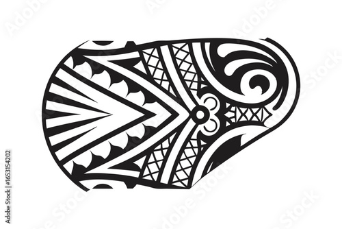 Tribal Sleeve Design with Abstract Shape on White Background