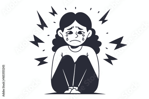Upset Woman With Laptop, Angry Expression, Frustrated, Overwhelmed, White Background