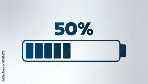 50 percent chart. Vector percentage infographics. Isolated blue gradient icon. Sign for download, growth, progress, business, web design, presentation, report