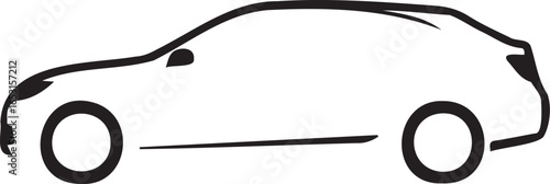 Sleek Silhouette: A minimalist, high-angle outline showcases a modern automobile, embodying the essence of transport and automotive design, perfectly rendered in a clean, artistic style.