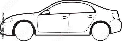 Streamlined Silhouette: A sleek, black-and-white illustration of a modern car, exuding elegance and efficiency. Perfect for conveying concepts of travel and transportation.