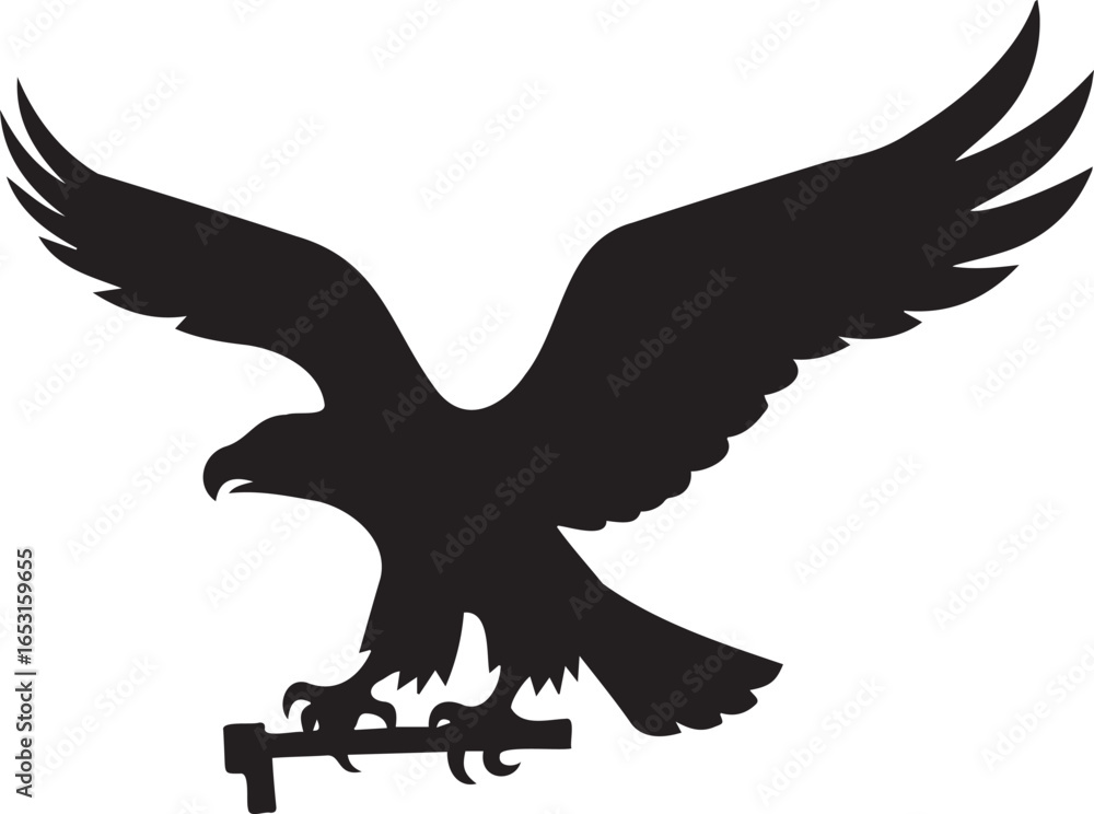 Obraz premium soaring silhouette: A majestic silhouette of an eagle with widespread wings, soaring against the sky. Evoking themes of freedom, power, and aspiration.