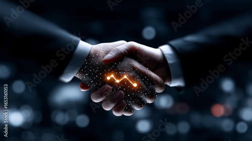 Trusted Business Partnership Concept with Handshake and Trust Level Indicator. Secure alliance formation reliable collaboration fostering mutual confidence gauging partner credibility