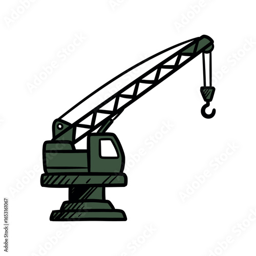Construction crane illustration with hook. Vector illustration