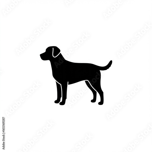 Black silhouette of a dog isolated on white background