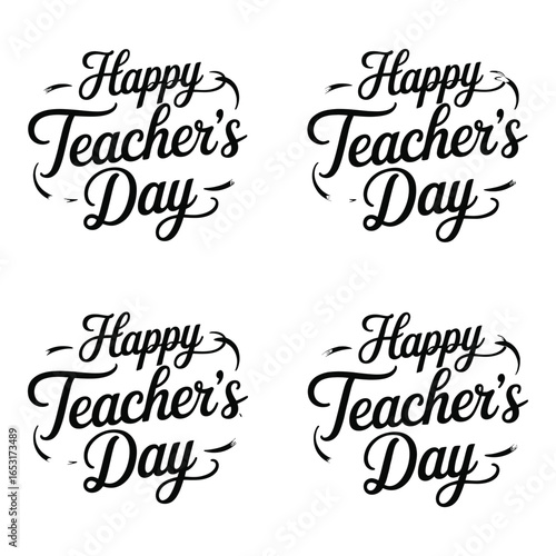 Elegant Happy Teachers Day Background with Repeating Calligraphic Design and Artistic Flourishes for Educational and Greeting Purposes