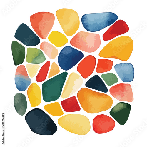 Vibrant Abstract Mosaic of Irregular Shapes