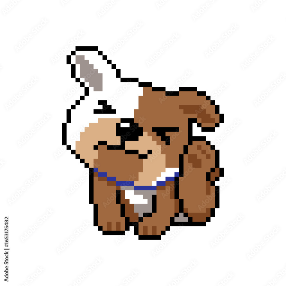Fototapeta premium Pixel art bulldog vector in retro style